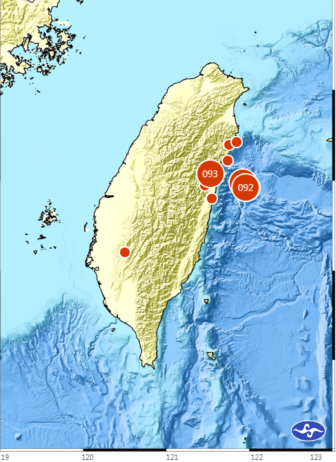 44分鐘內「花蓮外海連7震」!  2起芮氏規模5.5、5.9
